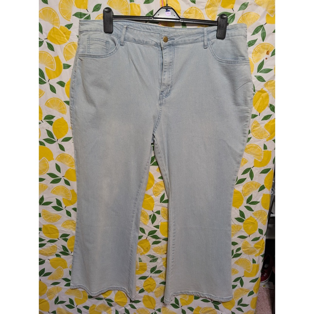 Unbranded Flare Jeans Women 4XL Light‎ Blue Very Good Stretch High Rise Denim